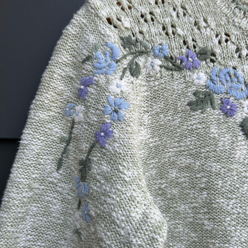 Vintage Northern Reflections Floral Embroidered Cardigan - Size S - Cotton mix - Picture 6 of 9